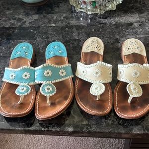 Jack Rogers sandals  Two pair.  Teal and cream. Size 9M.  Normal wear.  SOLD